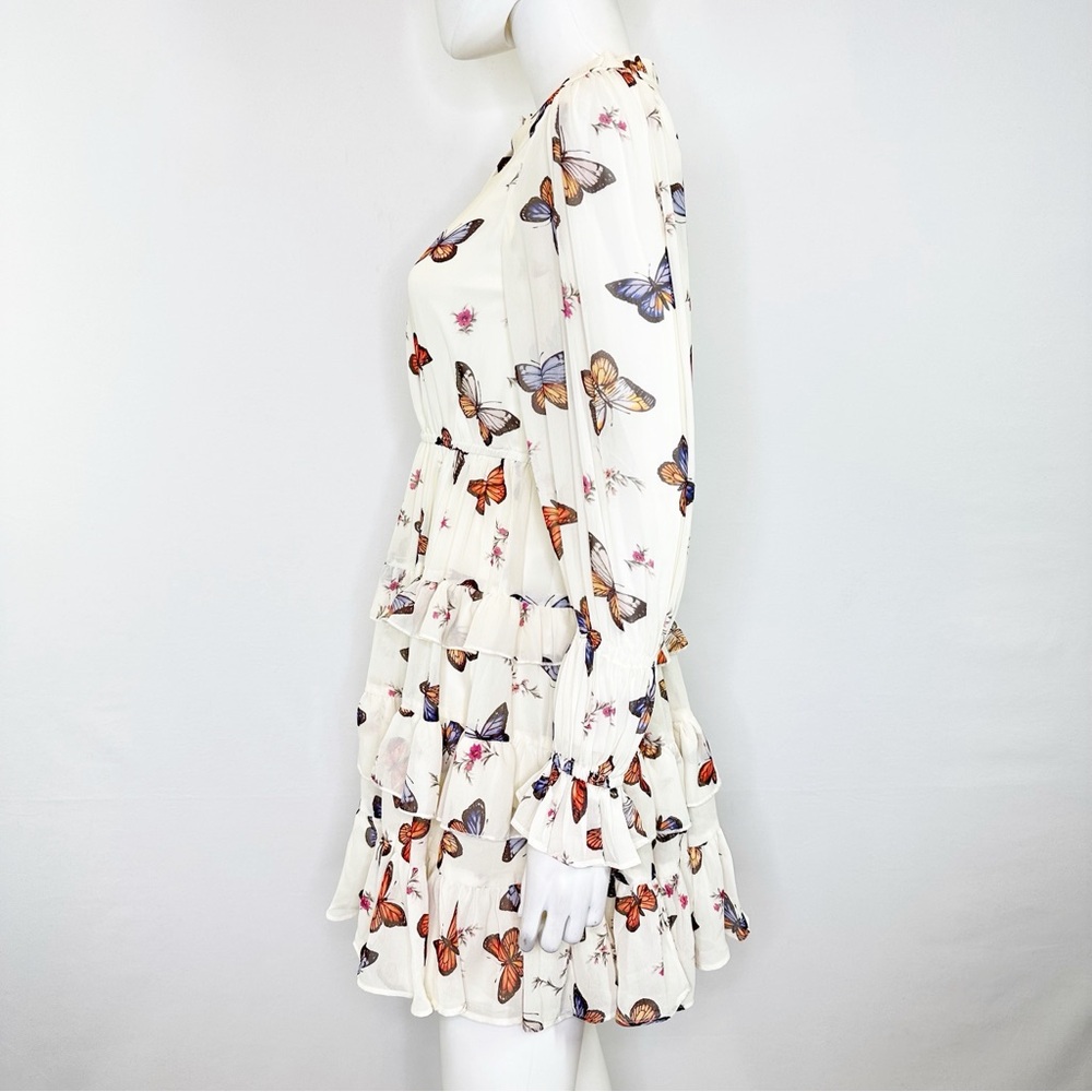 Jessakae Ivory Butterfly Ruffle Dress Size XS Long Sleeve Playful Party Girly - Picture 3 of 9